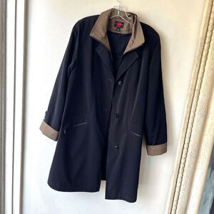 Vintage 90s Gallery Black & Golden Brown Lightweight Trench Coat, SZ L